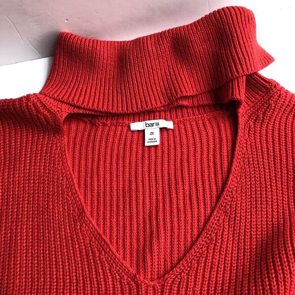 Bar III SWEATER-TOPS RED PLUS SIZE 2X TURTLE NECK AND V OPEN AND THE CHEST  KNIT - Picture 8 of 10